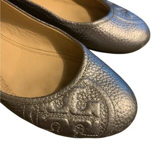 Tory Burch Metallic Silver Flats